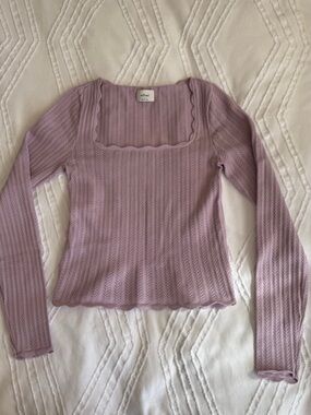 Wilfred Lavender Pointelle Knit Square Neck Top